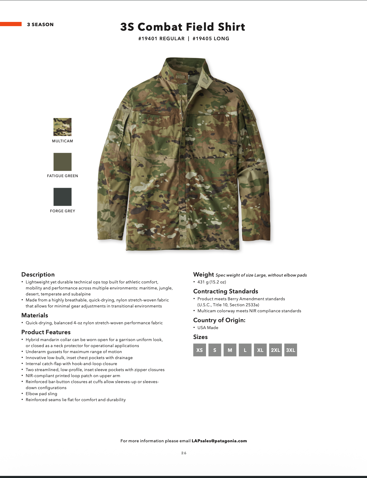 Patagonia Lost Arrow Project FR 3S Combat Field Shirt Medium Regular