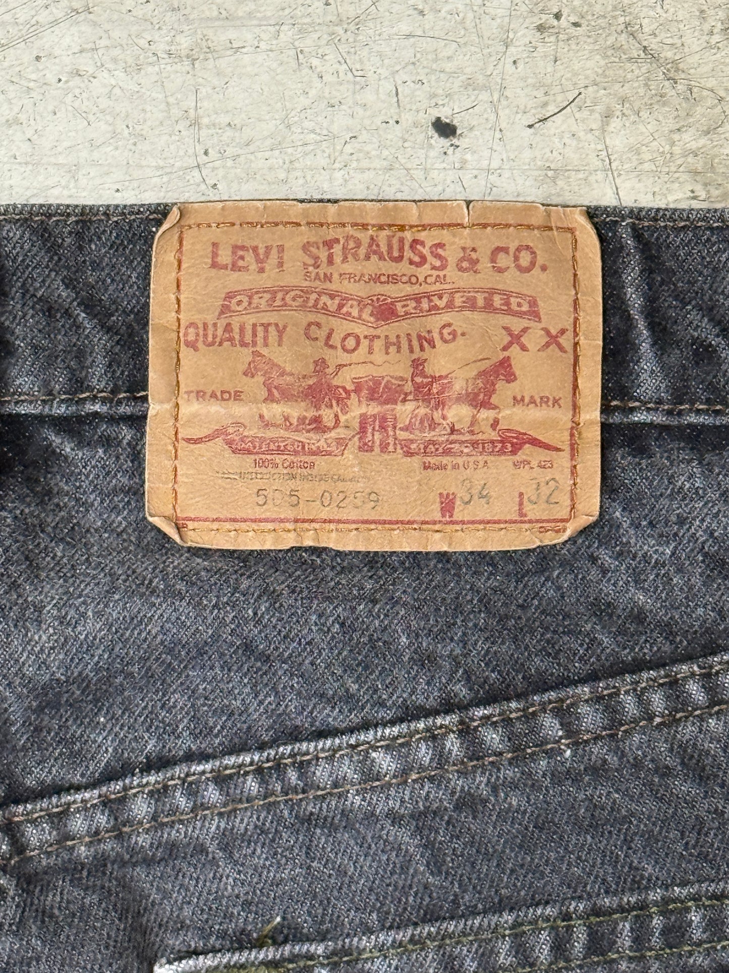 Levi's 505-0259 W34 L32 先染めブラック