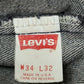 Levi's 505-0259 W34 L32 先染めブラック