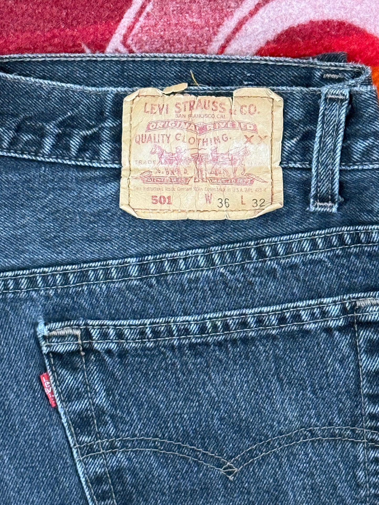 Levi's 501-0697 W36 L32 後染めブラック 1992年