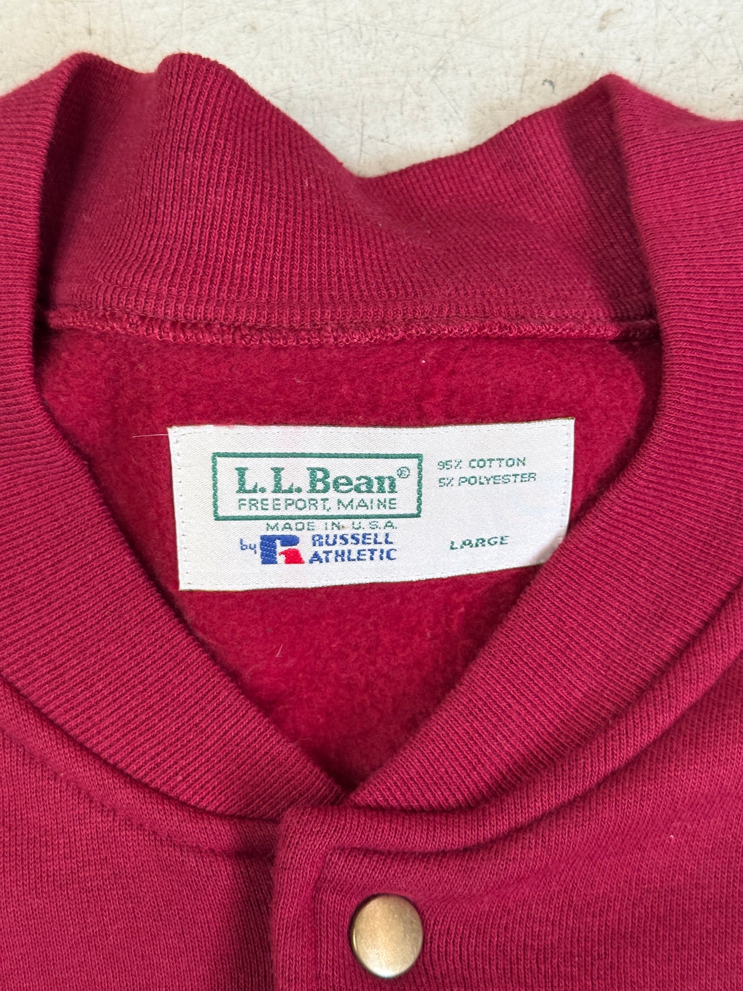 L.L. Bean x Russell Snap Cardigan Large バーガンディ